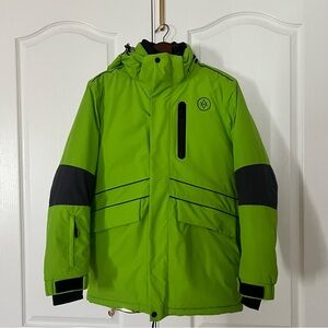 Vibrant Green Unisex Parka Jacket with Black Details